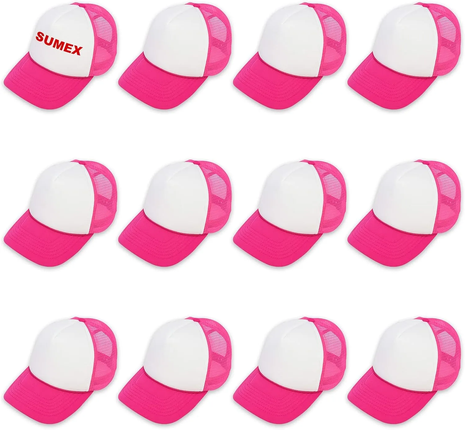 12 Pack Sublimation Blanks Hats,Customized Polyester Mesh Cap with Adjustable Snapback Strap for DIY Baseball Cap