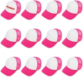 12 Pack Sublimation Blanks Hats,Customized Polyester Mesh Cap with Adjustable Snapback Strap for DIY Baseball Cap