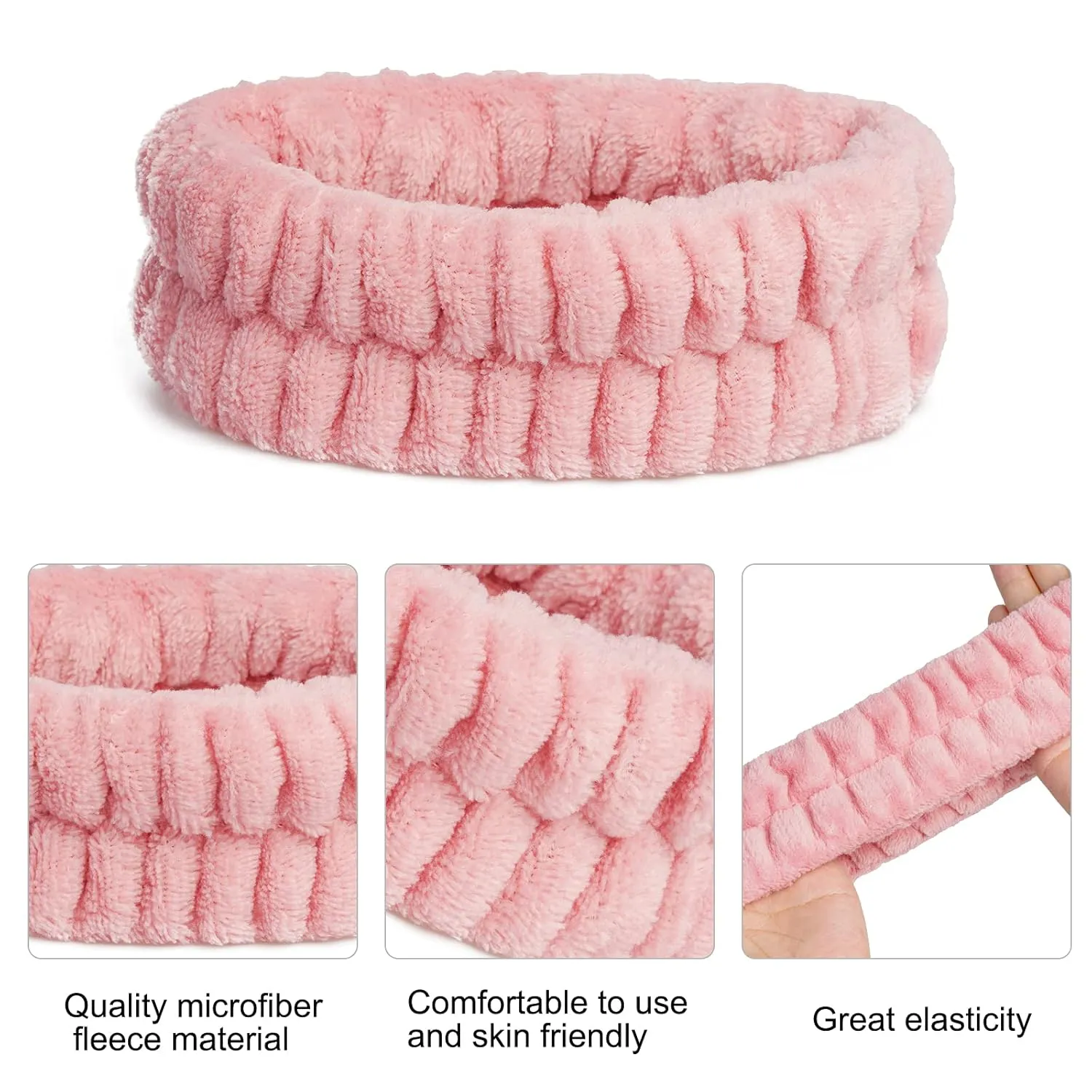 12 Pieces Spa Facial Headband and Wrist Washband Set, Women Makeup Headband, Girls Washing Face Headband, Soft Microfiber, Pink, White, Blue, Grey