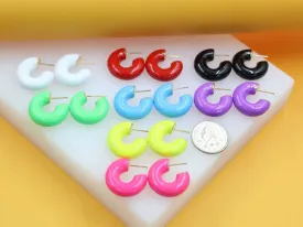 18k Gold Filled Small Thick Colorful Open Hoops (J43)