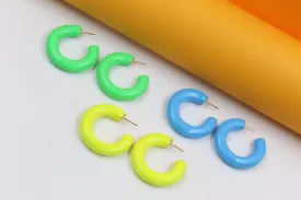 18k Gold Filled Thick Colorful Open Hoops  (L446)
