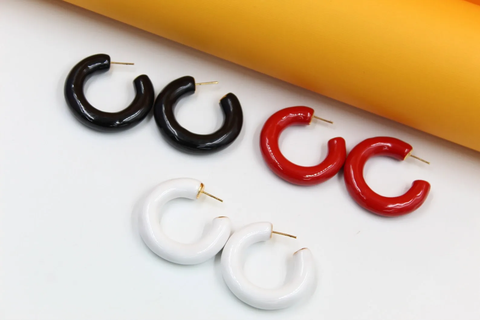 18k Gold Filled Thick Colorful Open Hoops  (L446)
