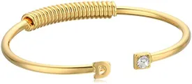 1928 Jewelry 14K Gold-Dipped Initial "D" and Clear Crystal Accent C-Cuff Bracelet
