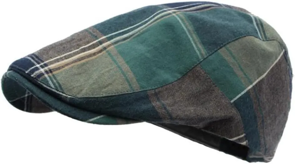 2 Pack Men's Newsboy Flat Cap Adjustable Plaid Ivy Gatsby Cabbie Driving Golf Hat Beret