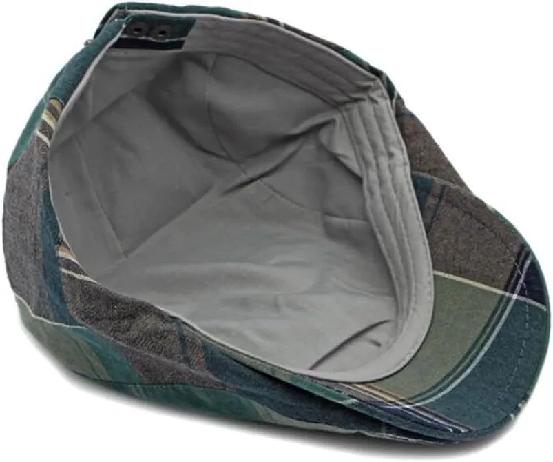 2 Pack Men's Newsboy Flat Cap Adjustable Plaid Ivy Gatsby Cabbie Driving Golf Hat Beret