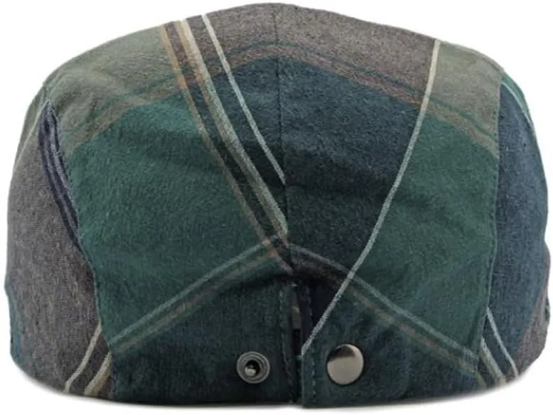 2 Pack Men's Newsboy Flat Cap Adjustable Plaid Ivy Gatsby Cabbie Driving Golf Hat Beret