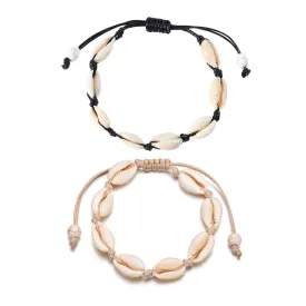 2 Pieces Handmade Boehmia Natural Cowrie Shell Anklet Seashell Ankle Bracelet Boho Beads Hawaii Foot Jewelry