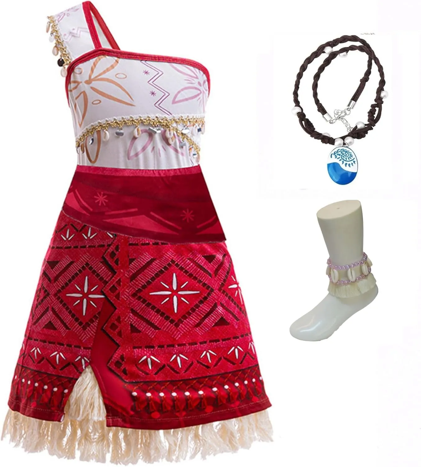 2025 Princess Adventure Ocean Costume for Girls Toddler Birthday Party Dress Up With Necklace and Anklet