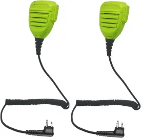 2Pack IP56 Waterproof Radio External Mic Small Palm Hand Microphone 2 Pin Walkie Talkie Speaker Mic for Motorola rmm2050 cp200d rdu4100 cls1410 cp200 cp100d cp185 mag one bpr40 cls1110 (Green)