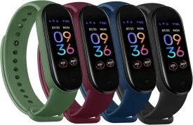 4 PACK Bands for Amazfit Band 5 Replacement Strap, Soft Silicone Sport Strap Wristband Compatible with Amazfit Band 5 Watchband Accessories
