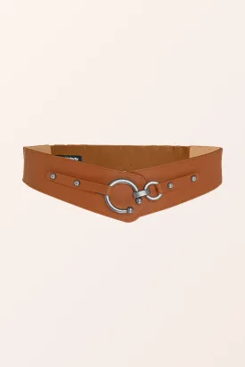 Adjustable Elastic Waist Belt - Light Brown