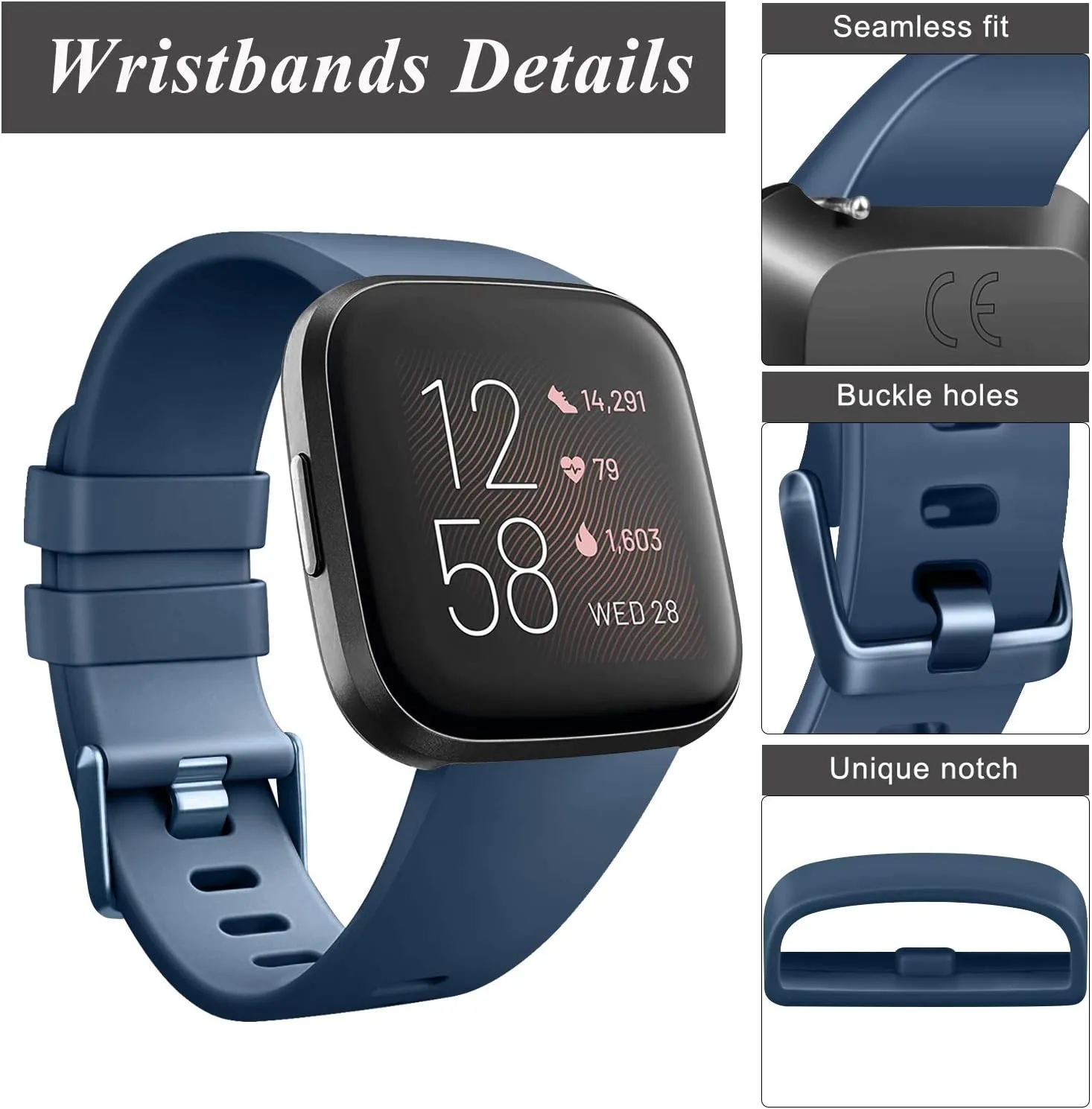 AK Sports Bands Compatible for Fitbit Versa 2, Soft Elastomer Multi-colors Replacement Wristbands for Fitbit Smart Watch