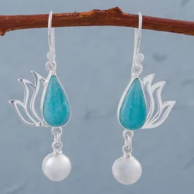 Amazonite and Sterling Silver Dangle Earrings from Peru - Flaming Drops | NOVICA
