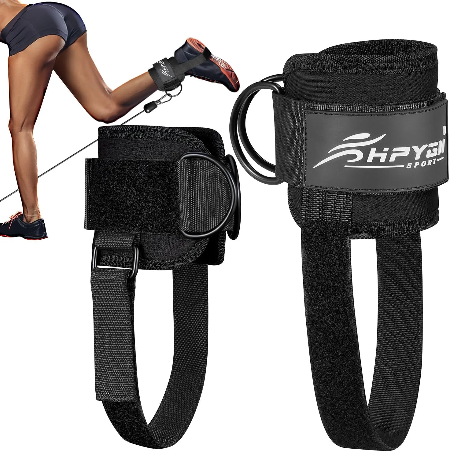 Ankle Strap for Cable Machine, Padded Ankle Straps for Cable Machine Kickbacks, Glute Workouts, Leg Extensions, Curls, Booty Hip Abductors Exercise, Adjustable Comfort Ankle Cuff for Gym