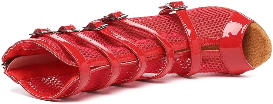 AOQUNFS Women's Peep Toe Latin Dance Boots Ballroom Salsa Practice Performance Party Dance Heels,Model L575