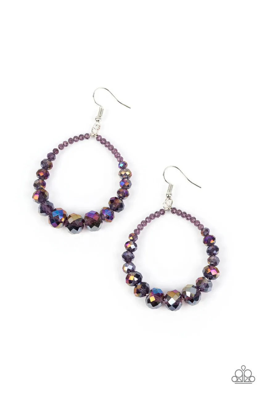 Astral Aesthetic - Purple - Iridescent Gem Bead Hoop Paparazzi Fishhook Earrings
