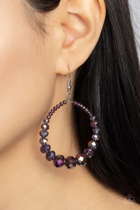 Astral Aesthetic - Purple - Iridescent Gem Bead Hoop Paparazzi Fishhook Earrings