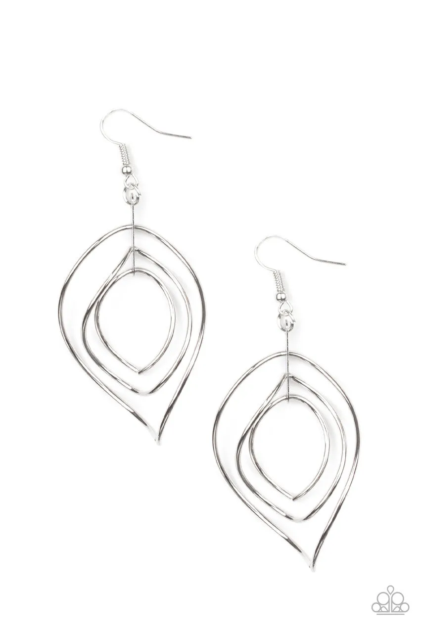 Asymmetrical Allure Silver Paparazzi Earrings