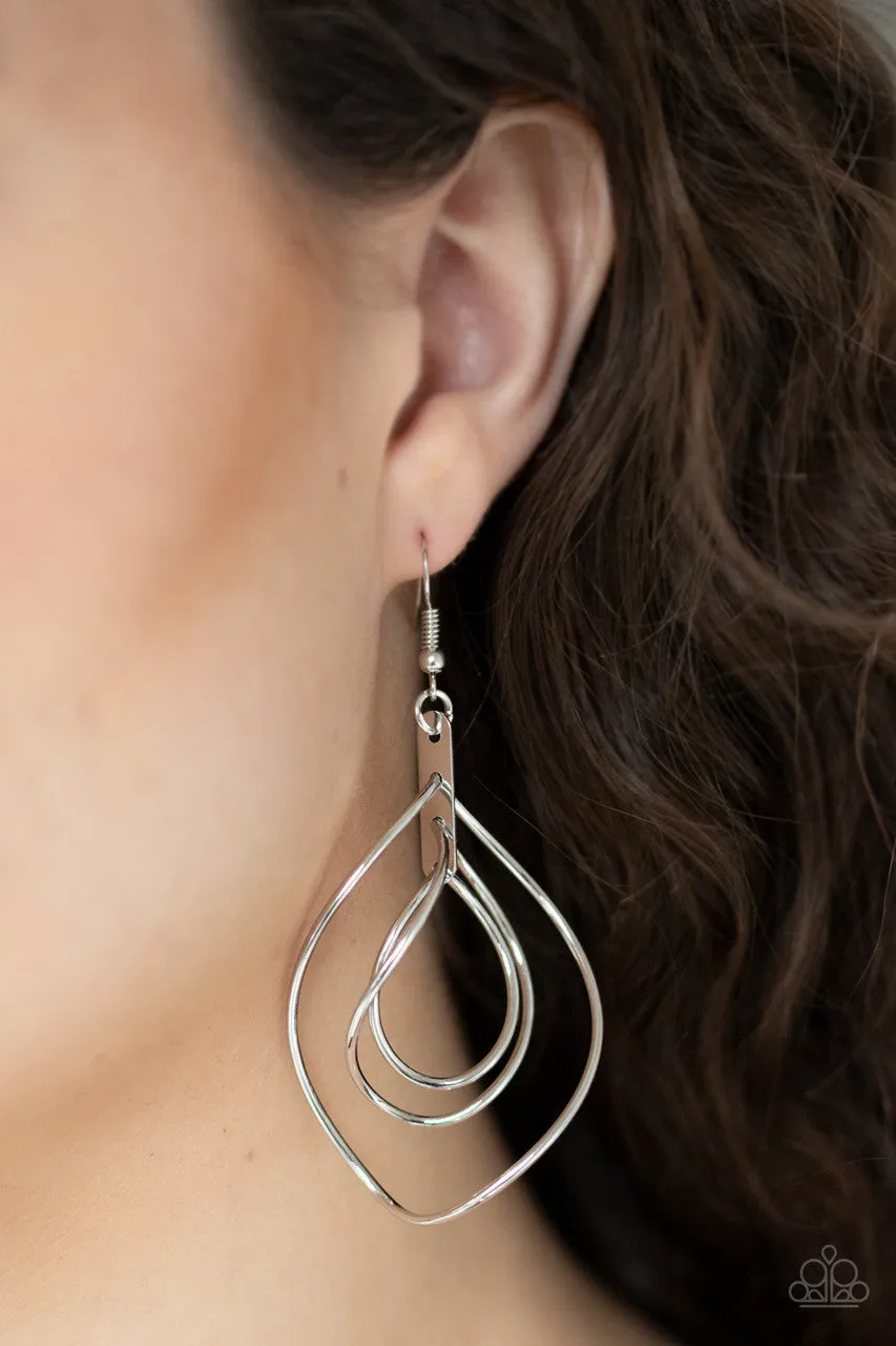Asymmetrical Allure Silver Paparazzi Earrings