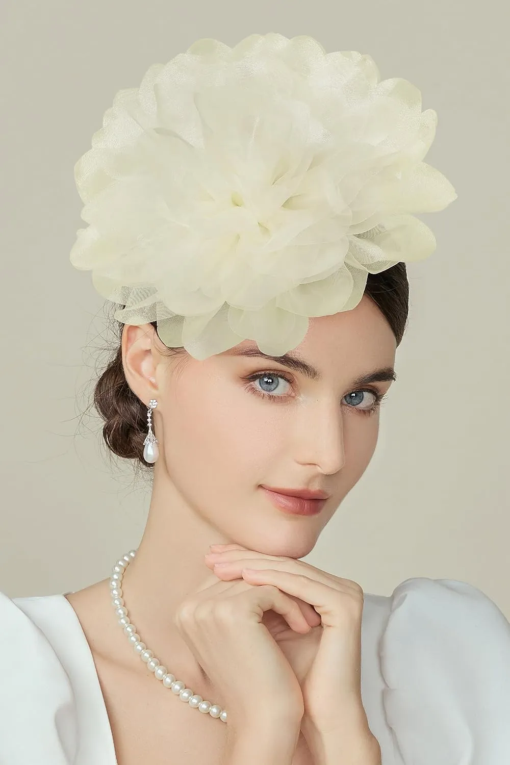 BABEYOND Fascinators Hats for Women - Tea Party Kentucky Fascinator Derby Hat Mesh Flower Fluffy Headband with Hair Clip