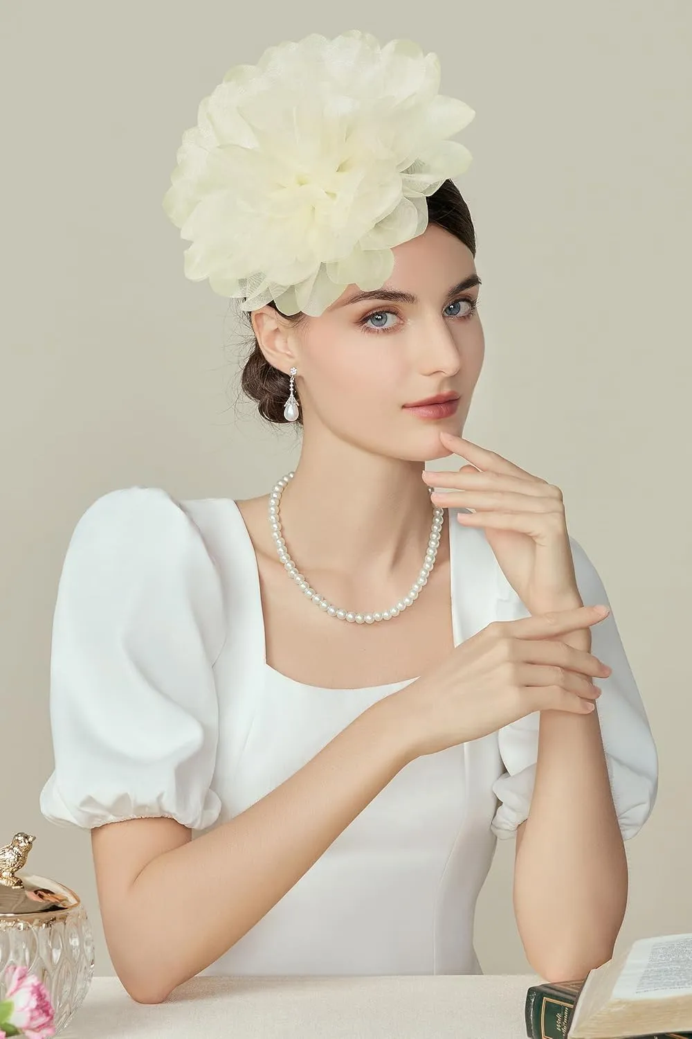 BABEYOND Fascinators Hats for Women - Tea Party Kentucky Fascinator Derby Hat Mesh Flower Fluffy Headband with Hair Clip