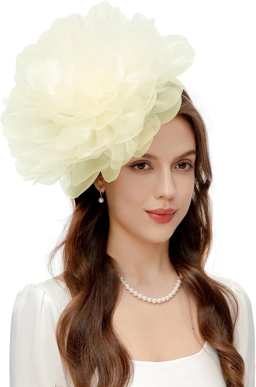 BABEYOND Fascinators Hats for Women - Tea Party Kentucky Fascinator Derby Hat Mesh Flower Fluffy Headband with Hair Clip