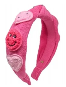 Bari Lynn Patch Smile Terry Knot Headband - Pink