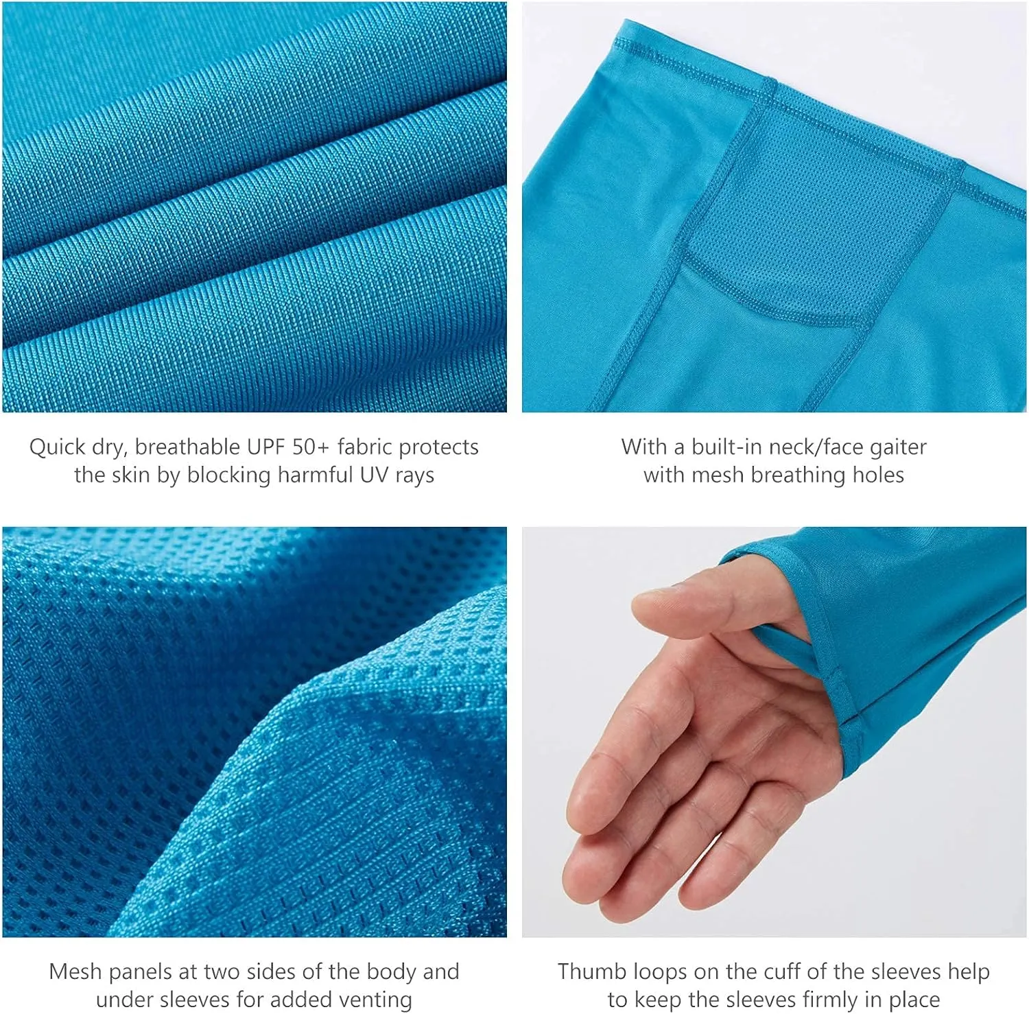 BASSDASH UPF 50  Mens Long Sleeve Fishing Shirt with Mask UV Neck Gaiter Hoodie