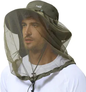 BASSDASH UPF 50  Mosquito Sun Hat with Hidden Head Net and Neck Flap for Men Women Outdoor Fishing Hiking Camping FH16