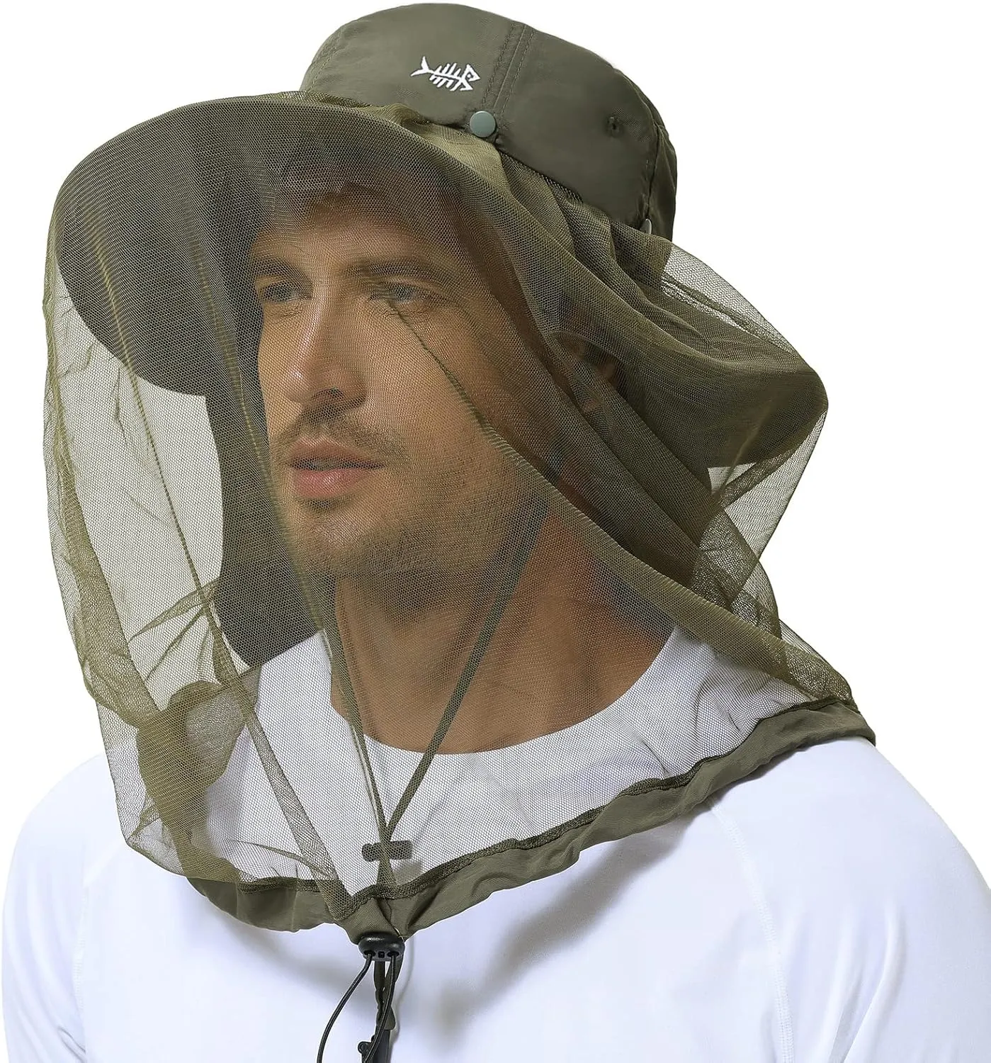 BASSDASH UPF 50 Mosquito Sun Hat with Hidden Head Net and Neck Flap for Men Women Outdoor Fishing Hiking Camping FH16