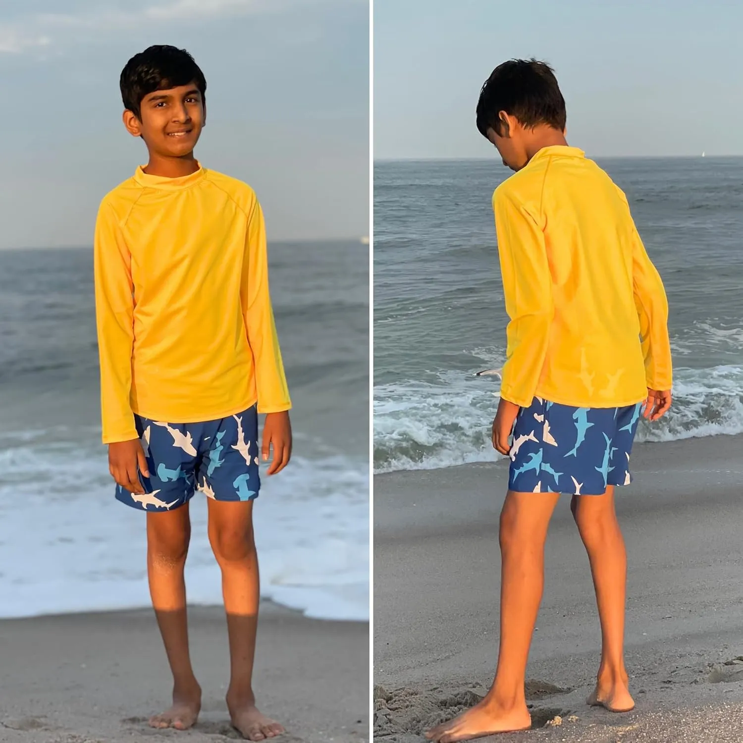 BIG ELEPHANT 3 Pack Kids Rash Guard Swim Shirt UPF 50  Long Sleeve Rashguard Swimwear Surf Tops Sun Protection for Boys Girls