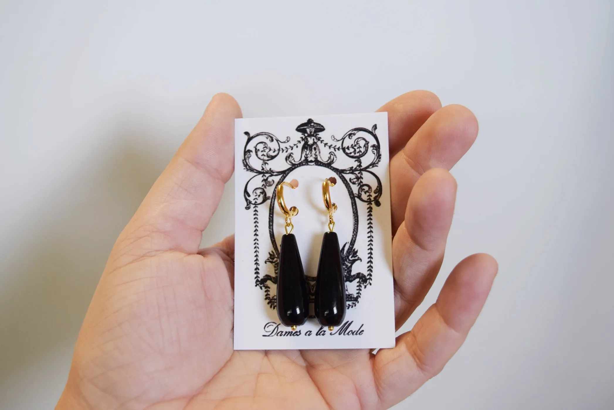 Black Onyx Teardrop Earrings