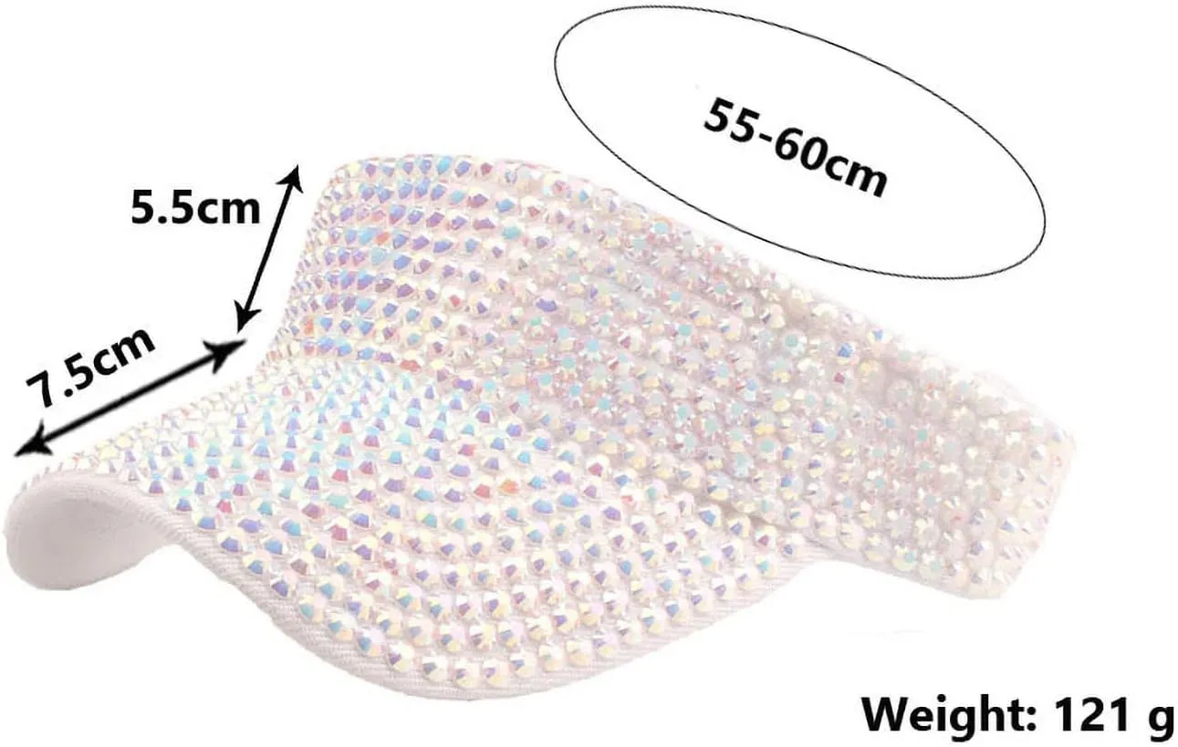 Bling Shiny Rhinestones Sun Visor hat Cap for Women,Adjustable Summer Beach Visor Caps Running Tennis Golf Sun hat