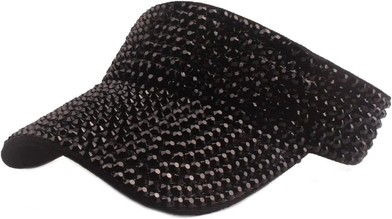 Bling Shiny Rhinestones Sun Visor hat Cap for Women,Adjustable Summer Beach Visor Caps Running Tennis Golf Sun hat