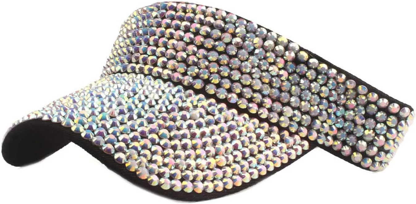 Bling Shiny Rhinestones Sun Visor hat Cap for Women,Adjustable Summer Beach Visor Caps Running Tennis Golf Sun hat