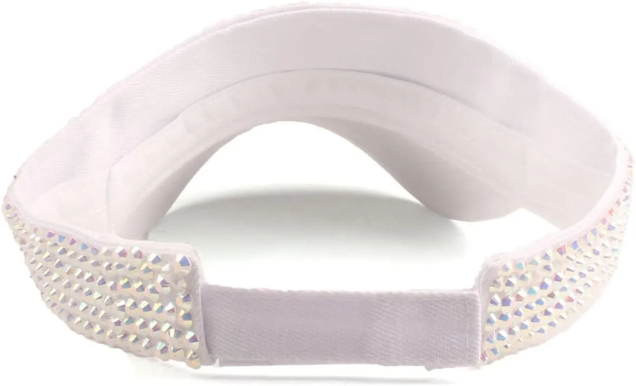 Bling Shiny Rhinestones Sun Visor hat Cap for Women,Adjustable Summer Beach Visor Caps Running Tennis Golf Sun hat