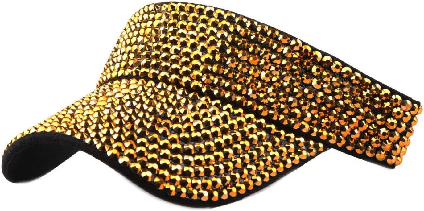Bling Shiny Rhinestones Sun Visor hat Cap for Women,Adjustable Summer Beach Visor Caps Running Tennis Golf Sun hat