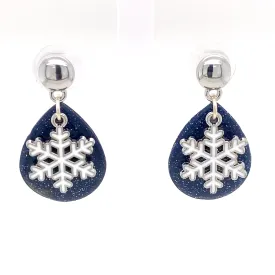 Blue & White Dangle Earrings With Holiday Detail Medium