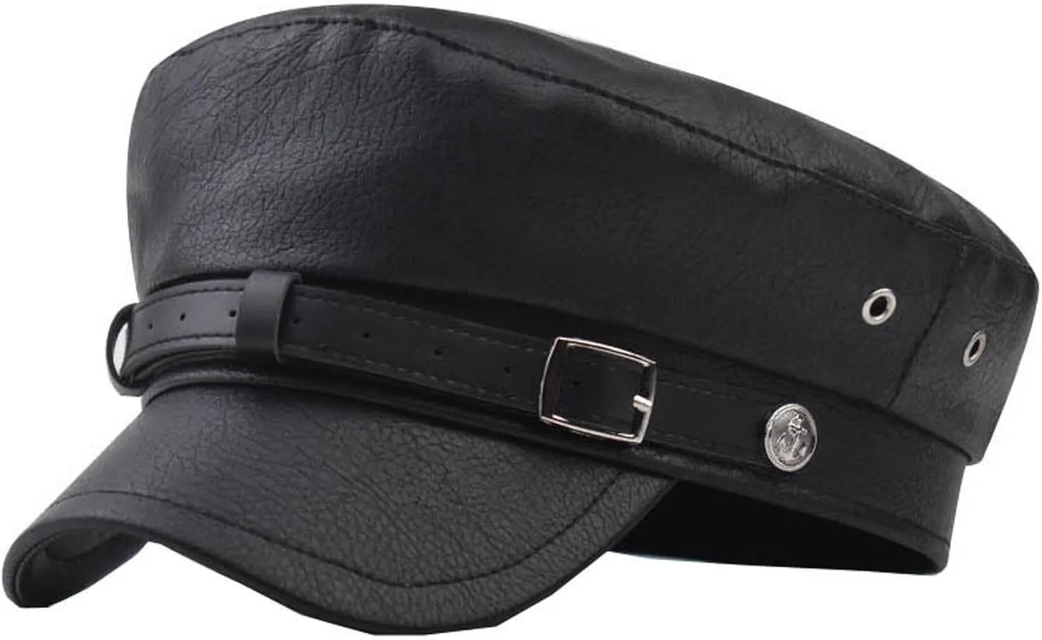 Brcus Women Yacht Captain Sailor Hat PU Newsboy Cabbie Baker Boy Peaked Beret Cap