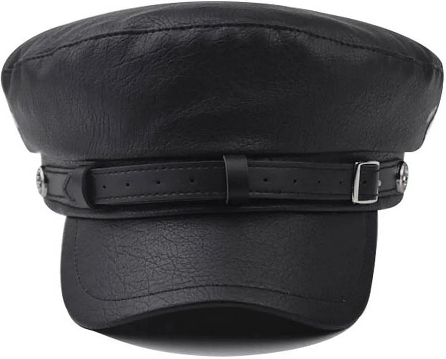 Brcus Women Yacht Captain Sailor Hat PU Newsboy Cabbie Baker Boy Peaked Beret Cap