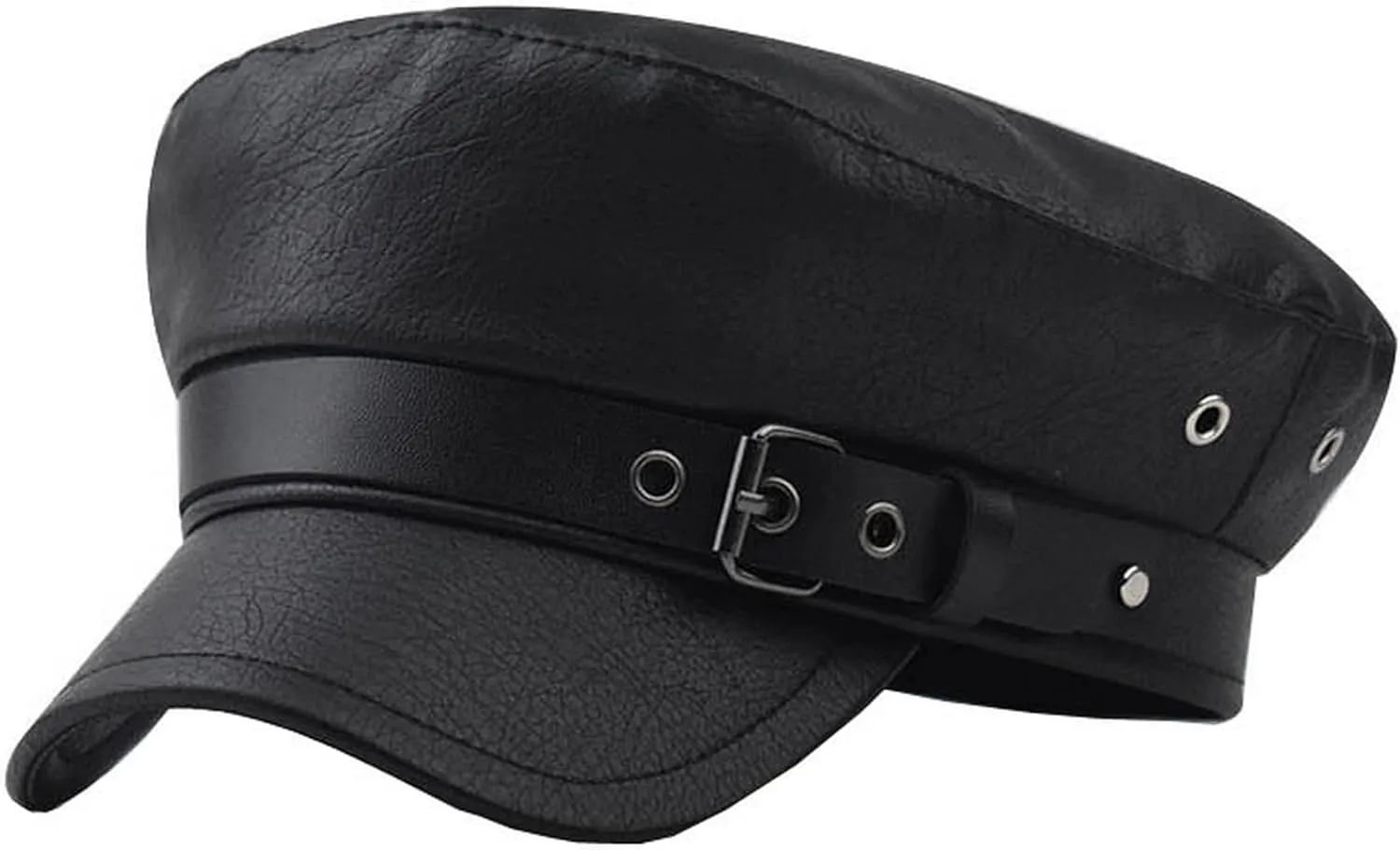 Brcus Women Yacht Captain Sailor Hat PU Newsboy Cabbie Baker Boy Peaked Beret Cap