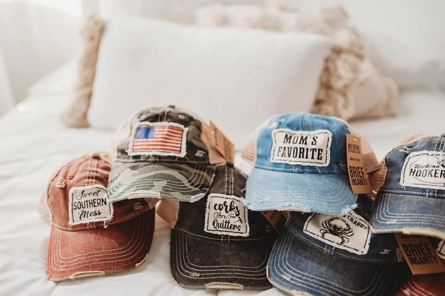 BRIEF INSANITY Vintage Distressed Trucker Hat - Funny Snapback Hat | Unisex Adult Cap