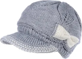 BYOS Womens Winter Chic Cable Warm Fleece Lined Crochet Knit Hat W/Visor Newsboy Cabbie Cap