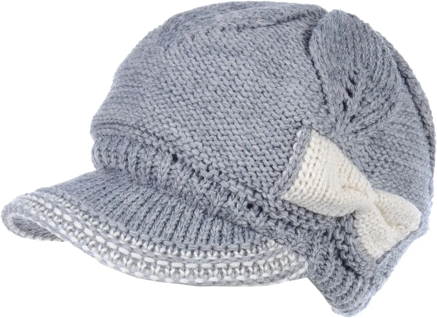 BYOS Womens Winter Chic Cable Warm Fleece Lined Crochet Knit Hat W/Visor Newsboy Cabbie Cap