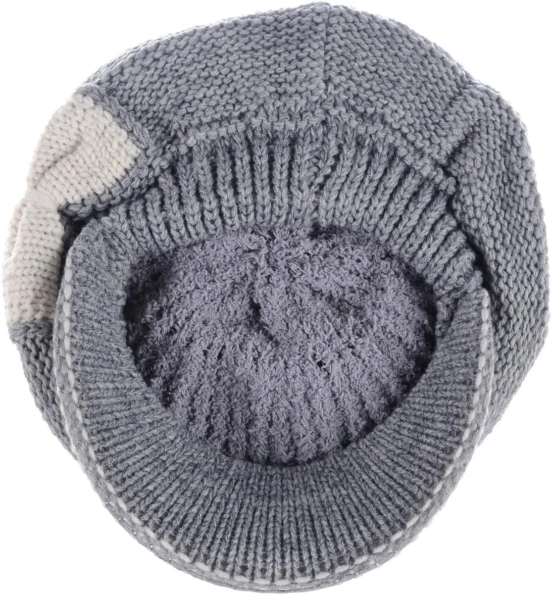BYOS Womens Winter Chic Cable Warm Fleece Lined Crochet Knit Hat W/Visor Newsboy Cabbie Cap