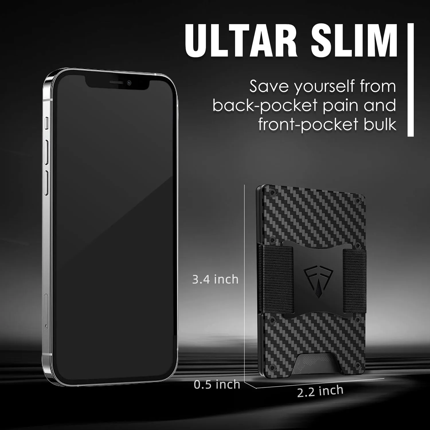 Carbon Fiber Wallet with Cash Strap Card Box Packed - Slim Minimalist Wallet for Men - Up to 15 Credit Card Holder - Mens Slim Wallet with RFID Blocking - Ideal Gifts for Men (Carbon Fiber Black)
