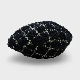 Chanel Women's Black and White tweed Beret