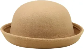 Classic Round Bowler Hats for Men & Women Vintage Roll-up Brim Cloche Hat Fashion Fedora Bucket Caps