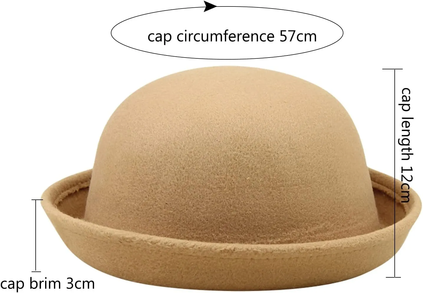 Classic Round Bowler Hats for Men & Women Vintage Roll-up Brim Cloche Hat Fashion Fedora Bucket Caps