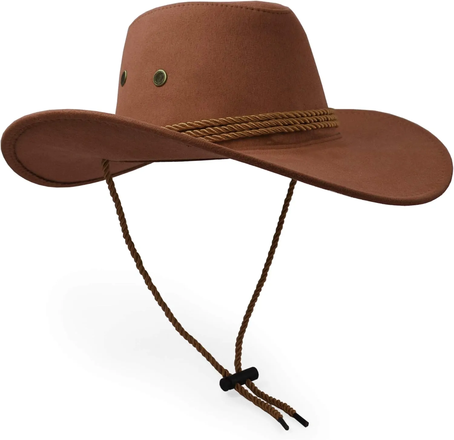 Cowboy Hat, Sun Hat Faux Felt Leather Suede Travel Cap Western Hat Outdoor Sun Protect